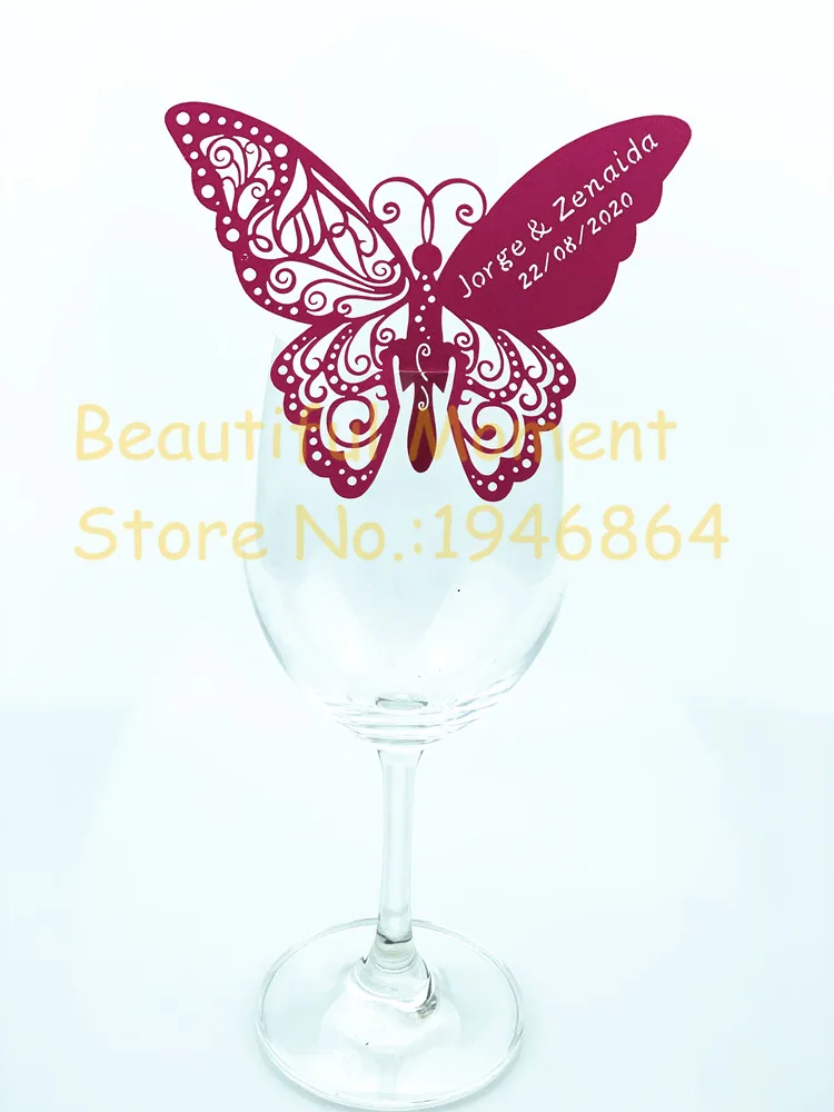 Butterfly Laser Cut Paper Place Card / Escort Card / Cup Card/ Wine Glass for Wedding Party Decoration 60 pieces/lot