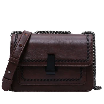 

Vintage Leather Crossbody Bags For Women Chain Strap Quality Female Shoulder Messenger Bags Casual Flap Bag Ladies' Travel Sac