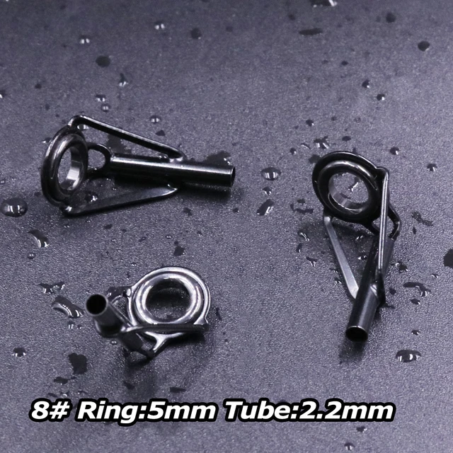 3Pcs Fishing Rod Tip Guides Repair Kit Stainless Steel Frames Ceramics Rings Black Rod Building Guide Eye Building Repair 6#~16# Size8 2.2mm 3Pcs