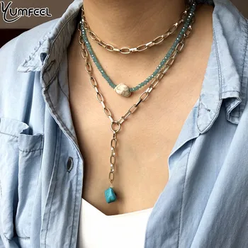 

Yumfeel New Multi Layer Choker Necklace Women Beaded Chains Women Necklace Jewelry