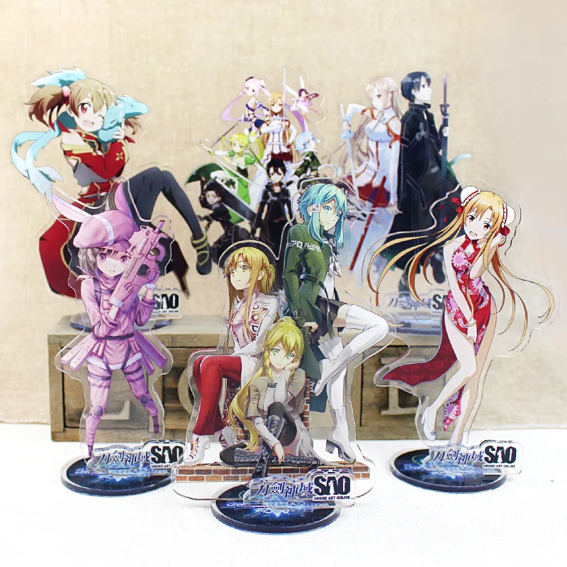 

Аниме меч искусство онлайн Kirigaya Kazuto Kirito Yuuki Asuna фигурка на акриловой подставке настольное украшение Коллекционная модель игрушка Косплей