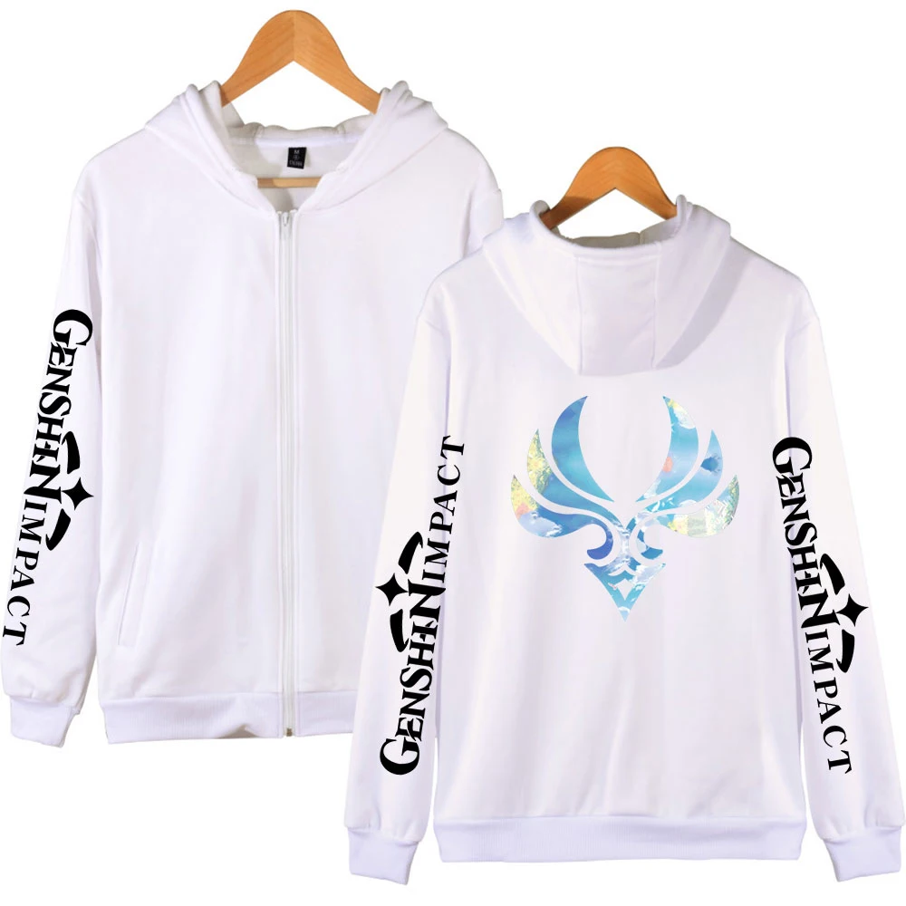 

2020 Game Genshin Impact Print Zipper boy/girls Hoodies Sweatshirt Women/Men streetwear Fashion winter Zippers Hoodies Clothes