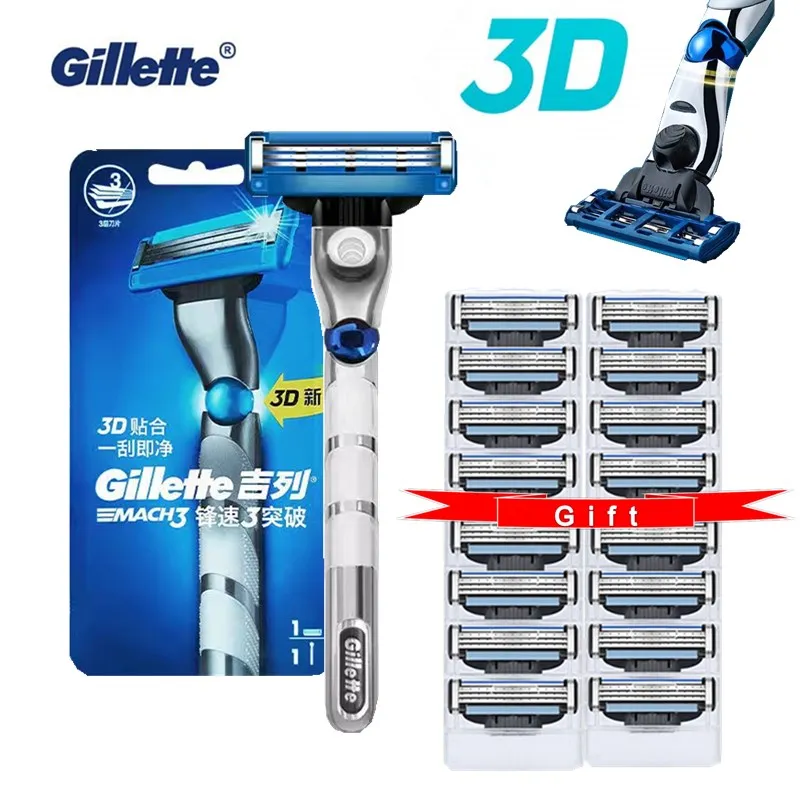 

Gillette Mach 3 3D Men's Razor Handle Machine for Shaving Blade Face Shaver Cassettes Shave Case For Beard Replacebale Blade