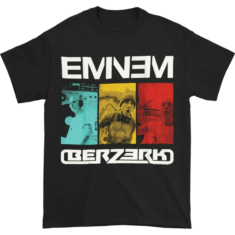Футболка Eminem Men'S Berzerk с вставками черная хлопковая футболка короткими