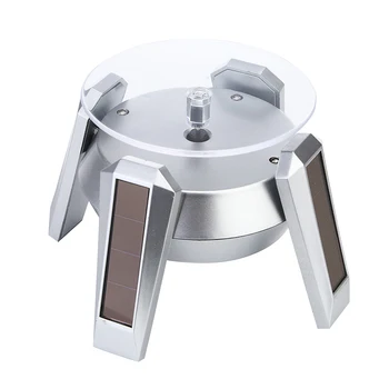 

Store Earring LED Light Ring Box Necklace Jewelry Display Stand Fashion Home 360 Degree Rotating Desktop Watch Solar Powered