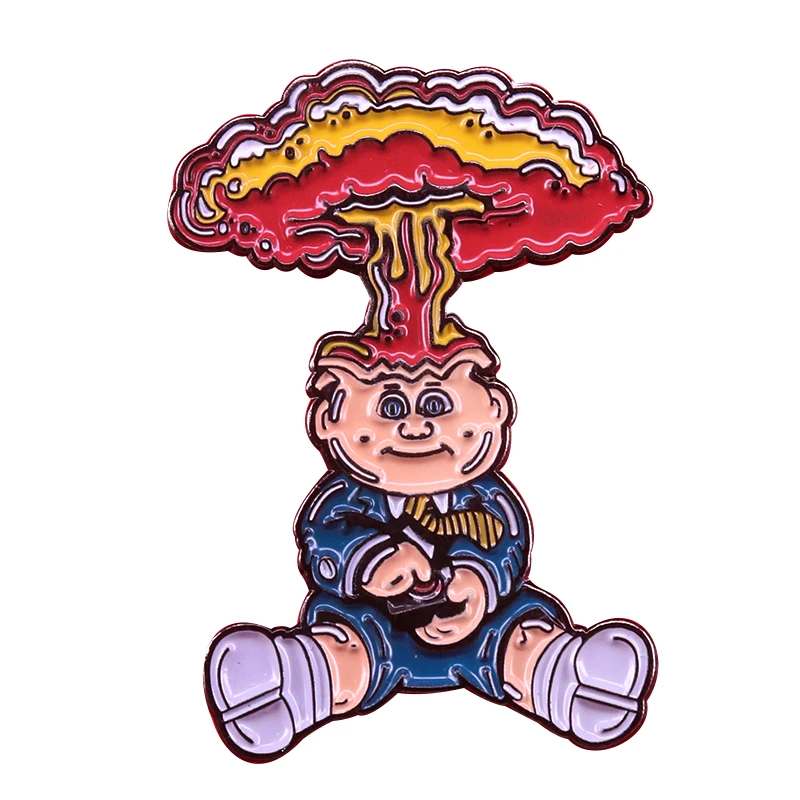 

Garbage pail kids badge anti-pop culture pin Adam Bomb brooch funny nostalgic childhood collection gift
