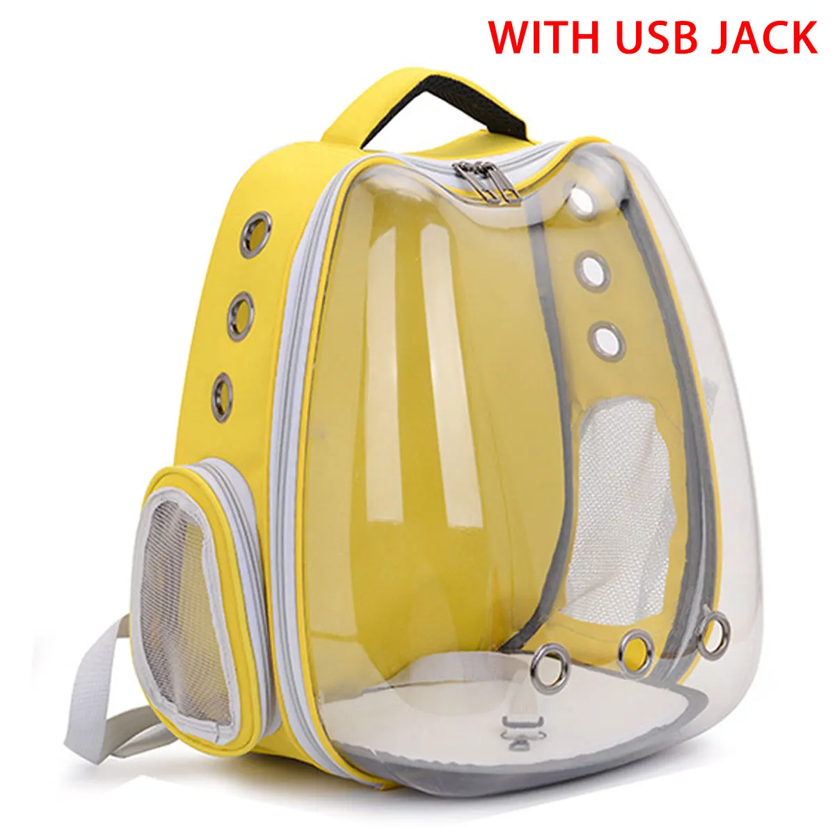 Yellow with USB Jack Прозрачная сумка для переноски питомца, рюкзак, вентилируемая коробка для питомца с usb зарядным портом, Водонепроницаемая дышащая сумка для щенков и кошек - Цвет: Yellow with USB Jack