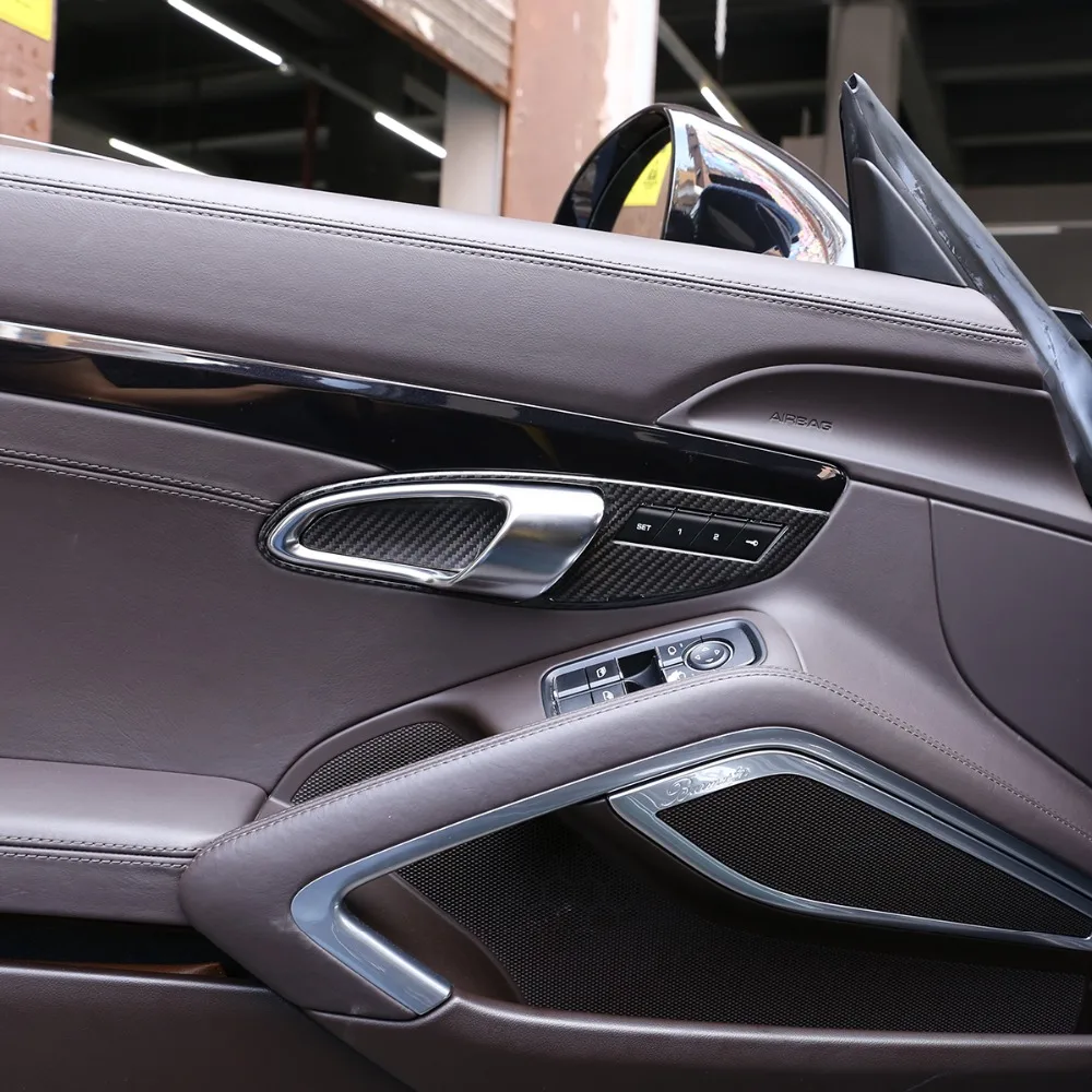 Для Porsche 911 718 2012- 2 шт./компл. Реальные углеродного волокна левый привод автомобиля Внутренний дверной ручки отделка