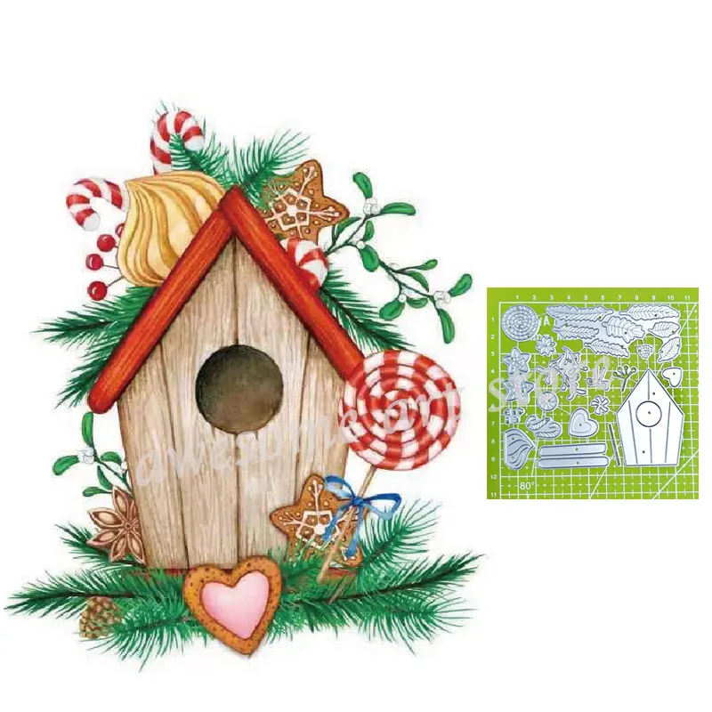 

DIY Christmas Scrapbooking Bird House Lollipop Candy Metal Cutting Dies Lovely Doll Stencil For Gift Cards Craft Decorative
