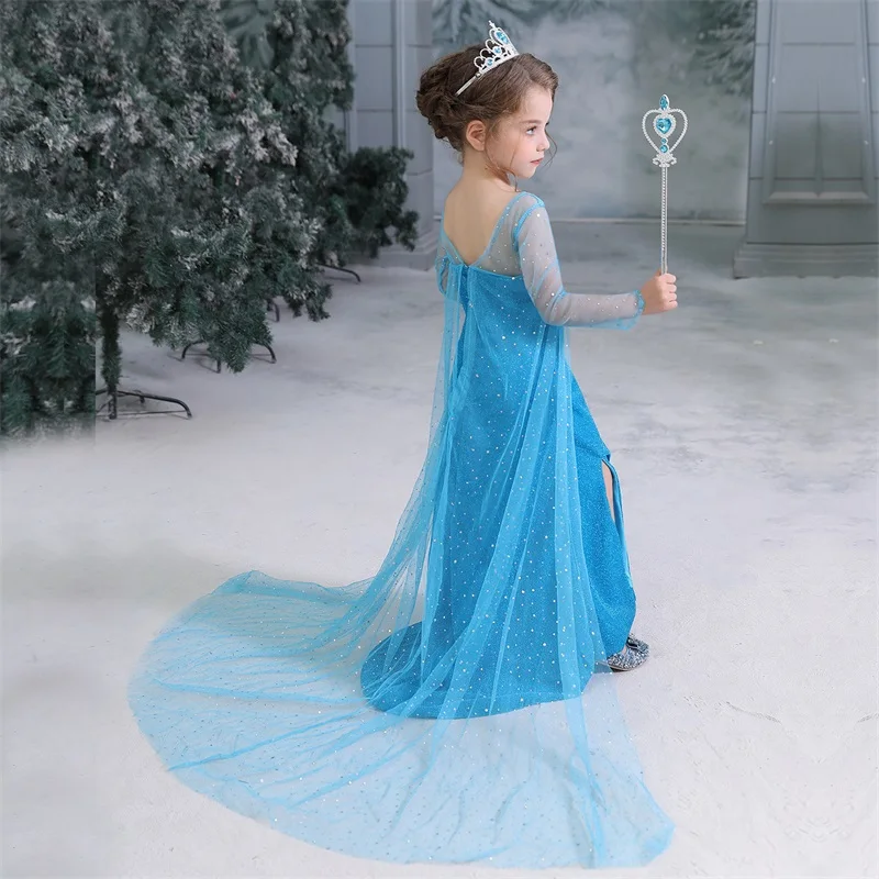Зимнее платье принцессы Милые вечерние платья Анны и Эльзы на Хэллоуин для девочек, рождественские костюмы, платья Золушки для девочек от 4 до 10 лет