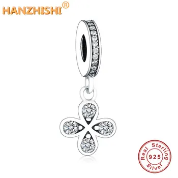 

2019 Spring Real 925 Sterling Silver Bead Four-petal Flower Pendant Charm Fit Original Pandora Charm Bracelet Diy Jewelry Women