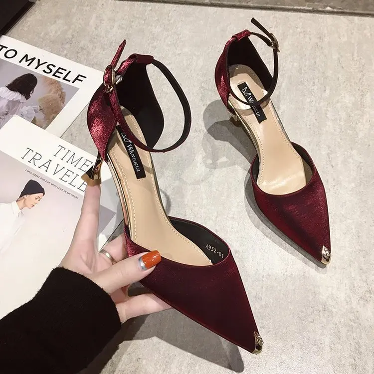 

A word with high heels 2020 spring and autumn new sexy wild fine heel fashion shallow tide women's shoes