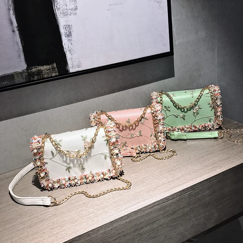 

INS Fairy Bag Women's 2018 New Style Fashion Lace MORI Series Versatile Shoulder Bag Korean-style Chain Honey Disco Dancing Bag