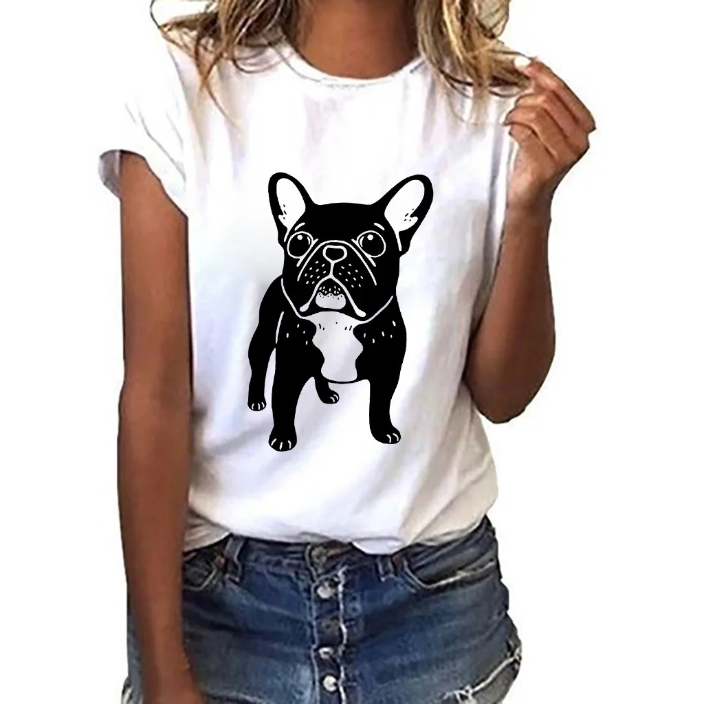 Latest Ladies T-shirt Funny Dabbing Dog Print French Bulldog Fashion Female T-shirt Top vintage graphic tees Tees