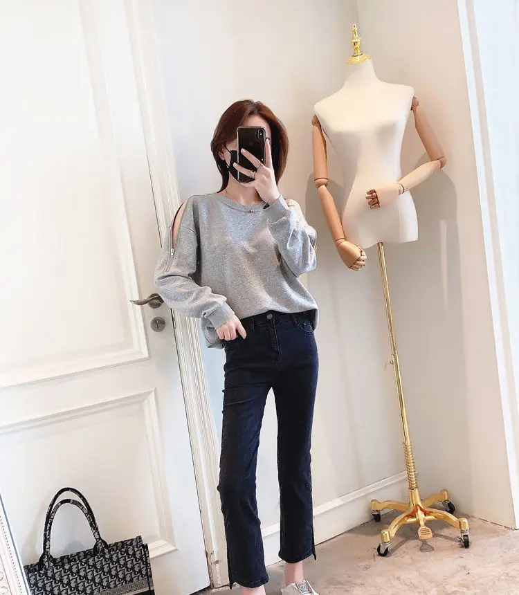 Sweat-shirt,Sweat à capuche ajouré avec fermeture éclair pour femme ...