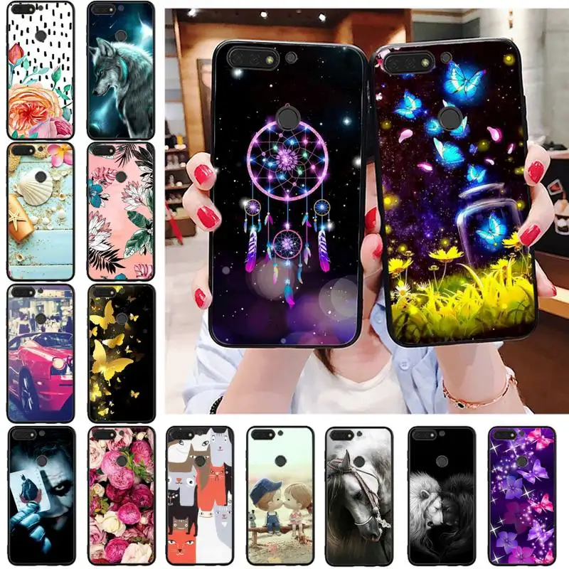 

Dream Catcher Animal Butterfly Horse Lion Wolf Retro Flower Phone Case For Huawei P mate 20 30 40 lite pro honor 9 10 20 8x