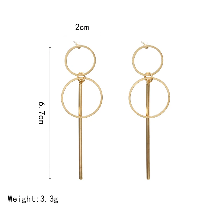 Простой Модный Золотой Серебристый, плакированный Геометрический Длинный Круг Серьги для женщин модные большие полые Висячие серьги ювелирные изделия