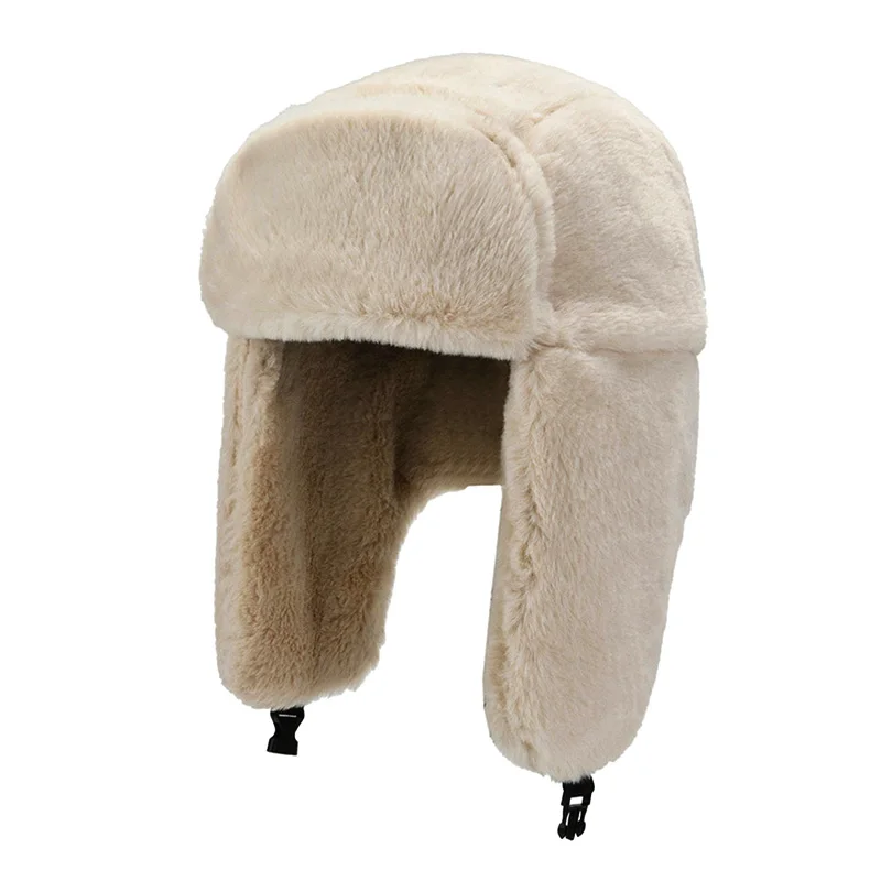 Fashion Bomber Hats Faux Fur Warm Thicken Earflap Caps Autumn Winter Ear Protect Russian Ski Hat Men Women Trapper Trooper Hats sheepskin bomber hat Bomber Hats