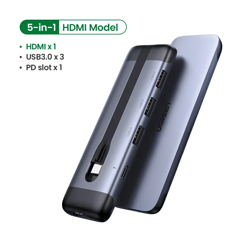 Ugreen USB C концентратор портативный type C к Мульти USB 3,0 концентратор HDMI адаптер док-станция для MacBook Pro Air USB-C 3,1 разветвитель порт type C концентратор - Цвет: 5-in-1 HDMI