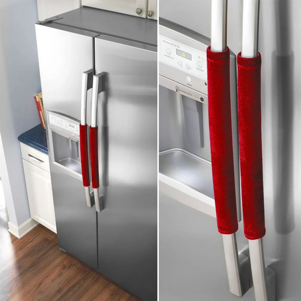 Gloves Handle Cover Decor Oven Antiskid Dishwasher Kitchen Appliance Refrigerator Door Pleuche Protector