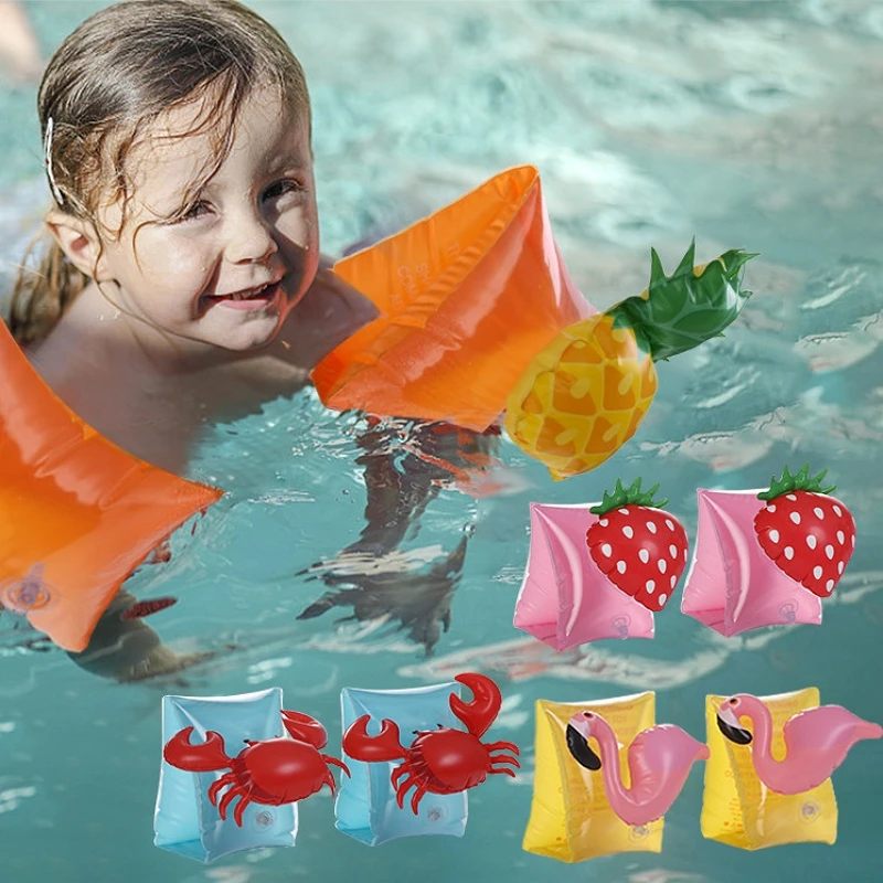 Inflatable Swim Roll Up Arm Bands Rings Floats Tube Armlets For Kids