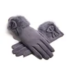 Winter Female Suede Leather Bow Plush Wrist Mitten Women Thick Plus Plush Windproof Warm Touch Screen Driving Gloves J22 ► Photo 1/6