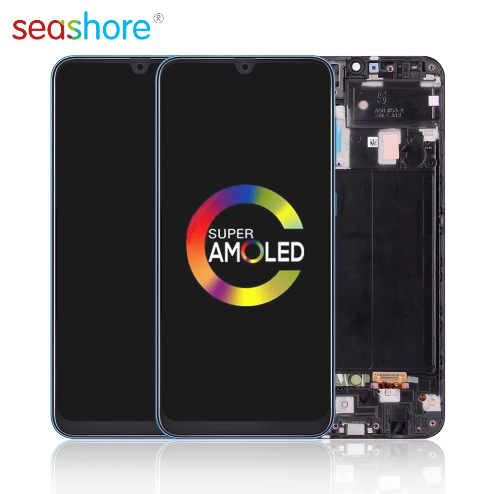 6," AMOLED для samsung Galaxy A50 lcd сенсорный экран дигитайзер в сборе для samsung A50 дисплей с рамкой Замена SM-A505 lcd