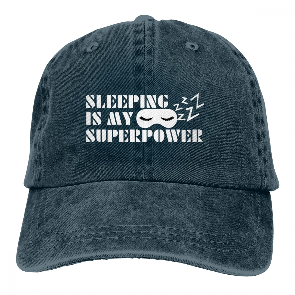 Sleeping Is My Superpower Casquette черные унисекс Мужские Женские джинсовые бейсболка с ремешком кепки Регулируемая шляпа для гольфа папа