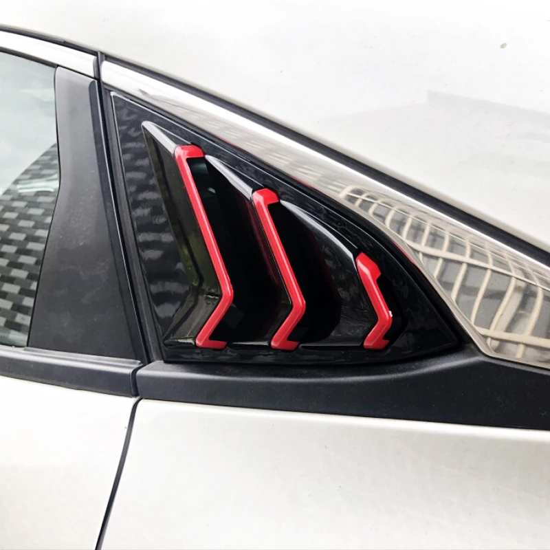 

Fit For Honda Civic 10th accessories 2016 2017 ABS Black Rear Window Triangle Shutters cover trim Sticker Car styling 2pcs