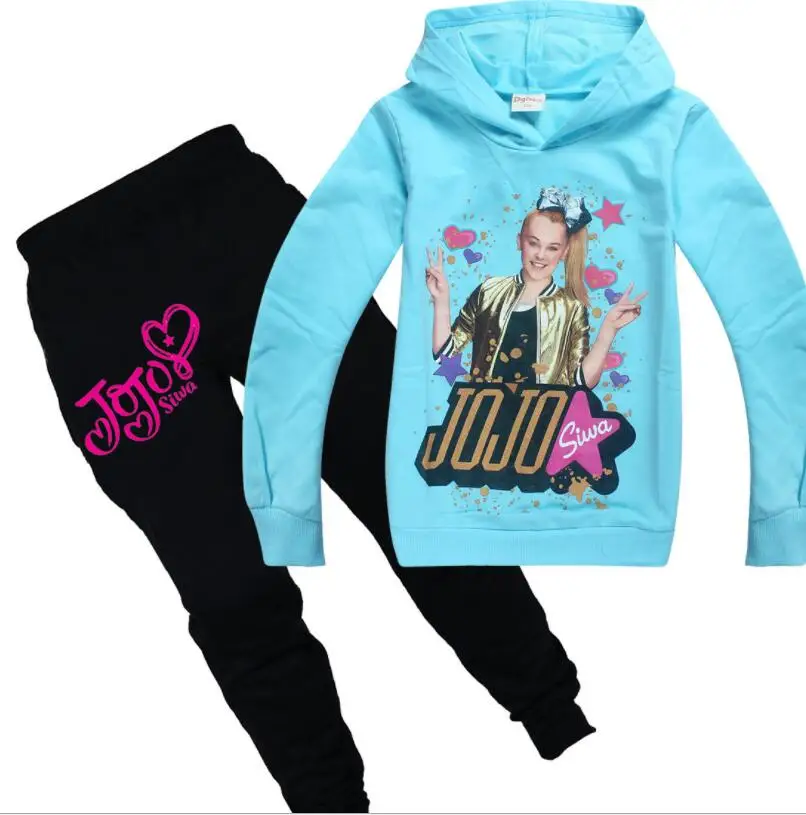 Пуловер, комплект одежды, спортивные костюмы для девочек JOJO Siwa, толстовка+ Хлопковые Штаны Подростковая Толстовка для малышей, костюм одежда для малышей на День Благодарения