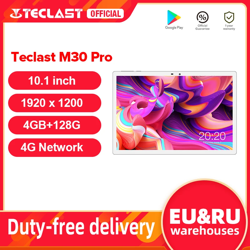 Teclast M30 Pro 10.1 Inch Tablet P60 8 Core 4GB RAM 128GB ROM Android 10 Tablets PC 1920x1200 IPS 4G Call Dual Wifi GPS Tablette