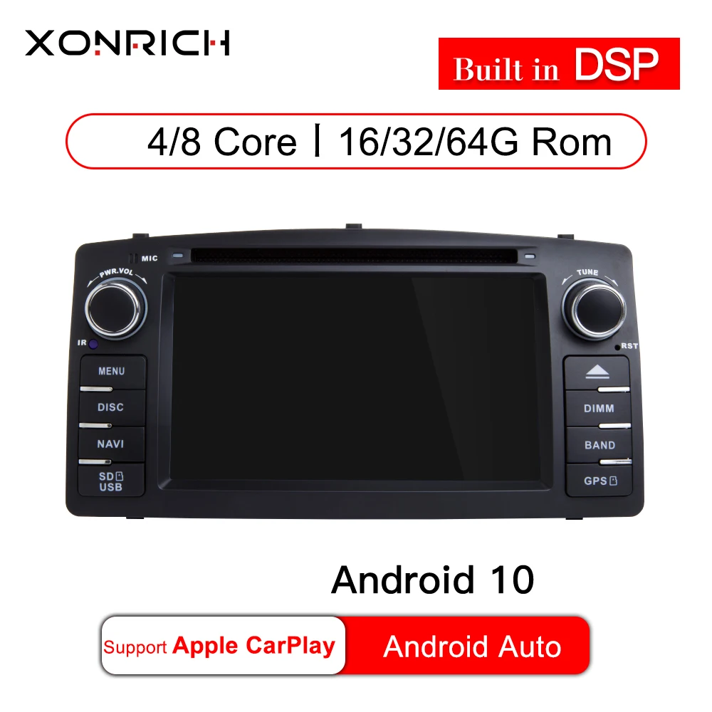 2 din Android 10 4G 64G Автомобильный dvd-плеер для Toyota Corolla E120 BYD F3 GPS радио Мультимедиа