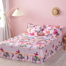 

Luxury Bed Skirt Bedspread on The Bed Foldable Fitted Sheet Bed Machine Washable Bed Covers for Queen King Size