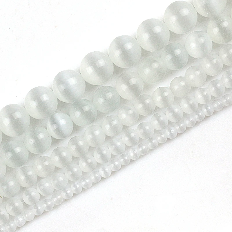 

Natural Stone Beads White Opal Round Loose Beads For Jewelry Making 4/6/8/10/12mm DIY Handmade Bracelets