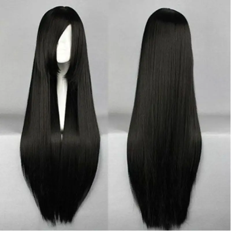 

Hot Selling Long Straight Cosplay Wig Black 76 Cm Synthetic Hair Wigs New Fashionable Women Party Cosplay Wig