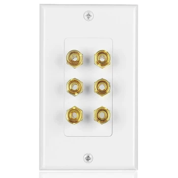 

6 Posts Speaker Wall Plate Home Theater Wall Plate Audio Panel for 3 Speakers