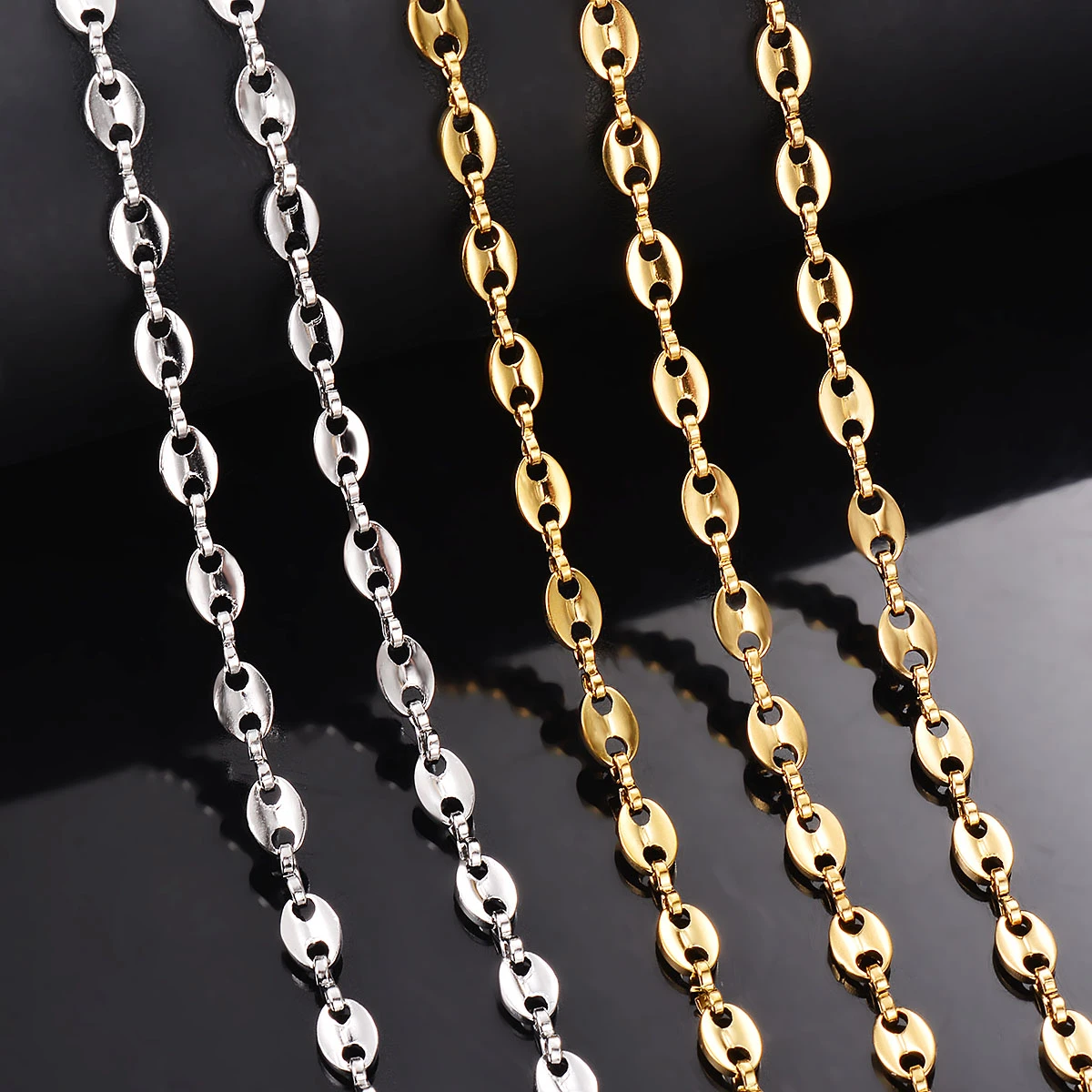 1 Piece Stainless Steel Hip Hop Coffee Bean Chains Necklaces Pig Nose Chains Bracelets Punk Necklace Alx Shirtdays