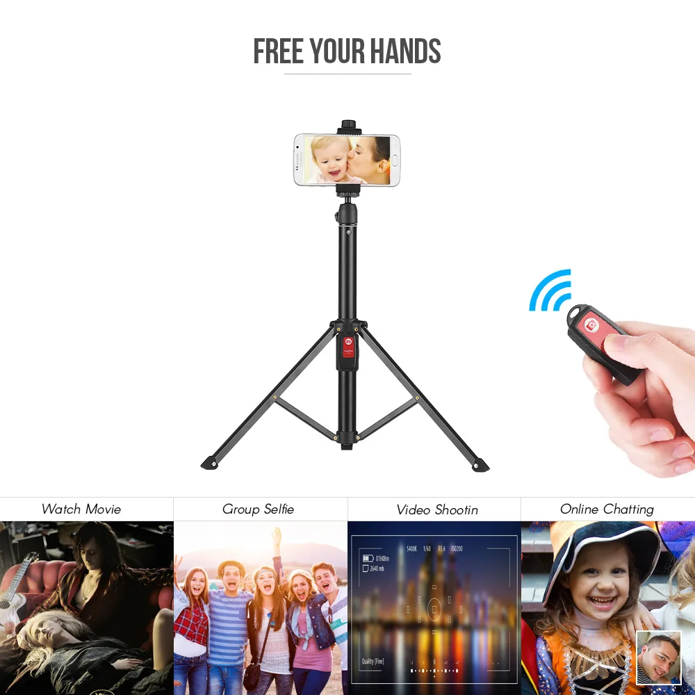 

55" Flexible Wireless Remote Tripod Selfie Stick for iPhone X 8 7 6 plus for Samsung Galaxy Note 8/S8 for GoPro Hero 6/5/4/3+