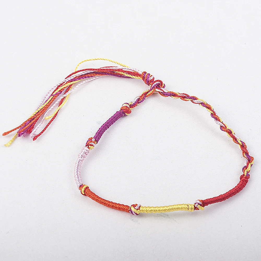10 Pcs /Set New Rainbow Color Mix Braid Friendship Bracelets for Women Jewelry Gift DIY Handmade Rope Bangles Random Color
