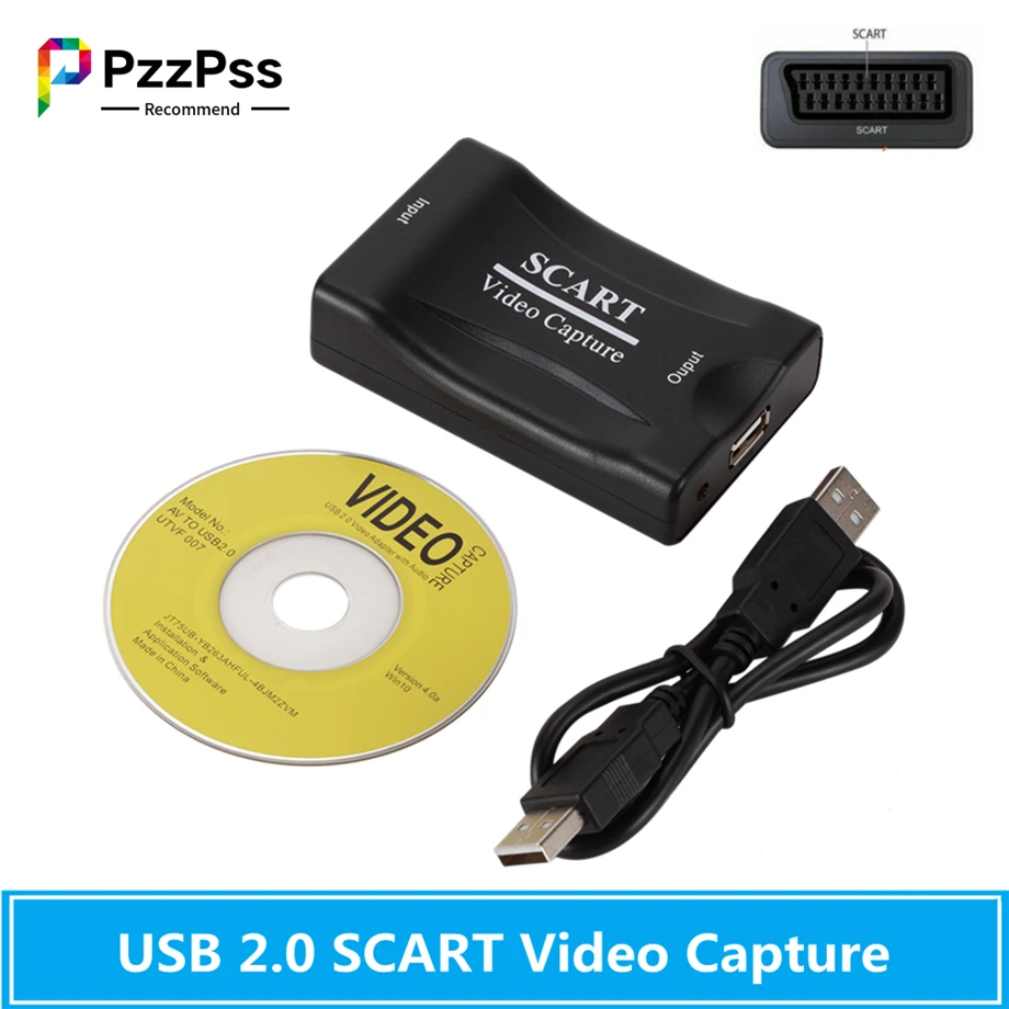 Карта видеозахвата PzzPss 1080P USB 2 0 SCART аксессуары для записи DVD записывающая коробка