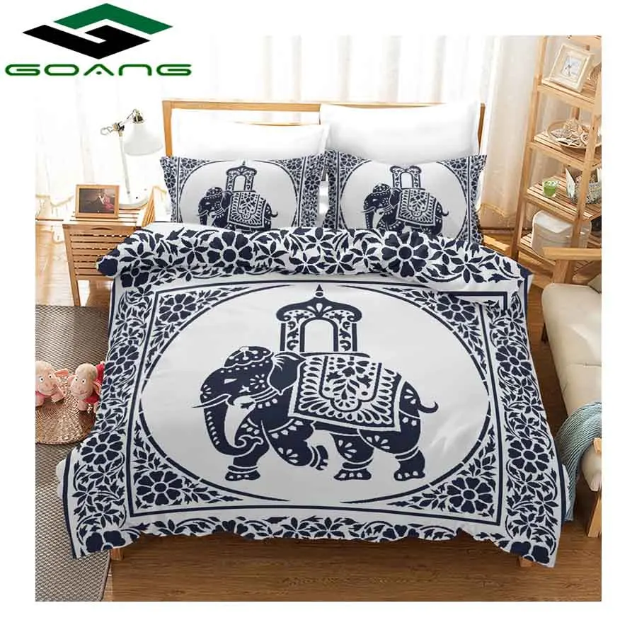 

GOANG 3d digital printing boho bedding sets bed sheet duvet cover and pillowcase Elephant bedding luxury home textiles Hot sale
