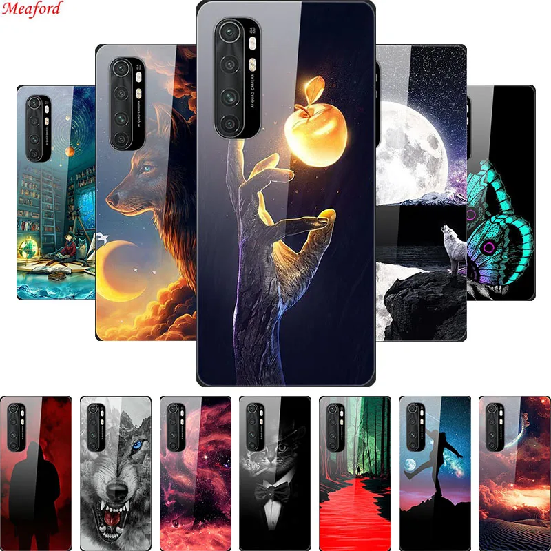 Закаленное стекло чехол для Xiaomi Mi Note 10 Lite стеклянная задняя крышка Note10