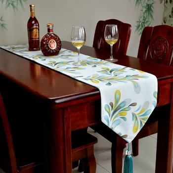 

Elegant Floral Cloth Table Runner Home Decoration Dining Table Mat Modern Simple Rectangular Tea Table Cloth