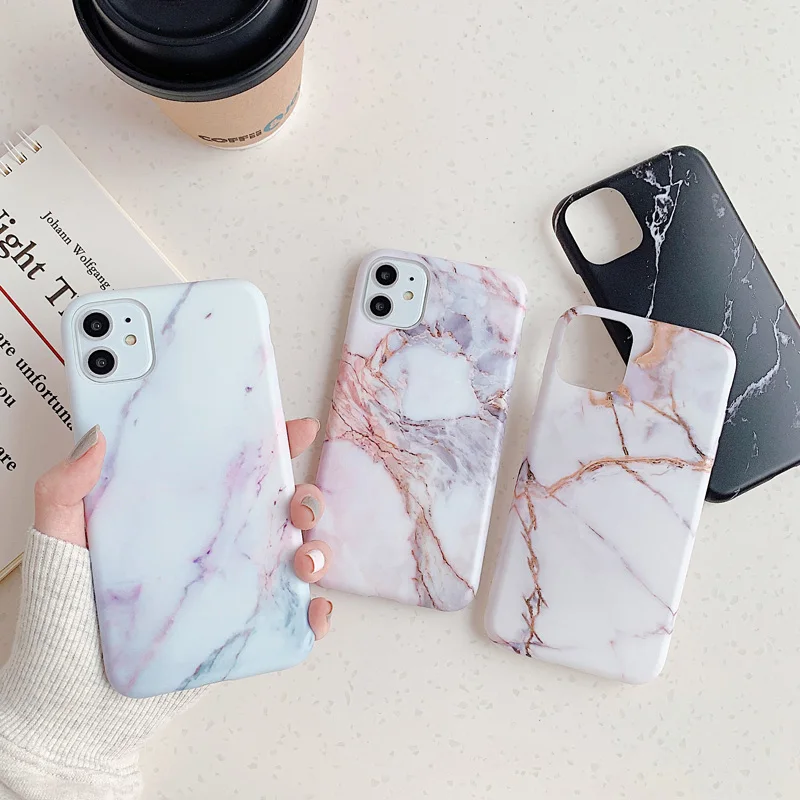 Чехол для телефона с простой текстурой матовый мраморный чехол Iphone 11 Pro Max 6s 7 8plus Xr