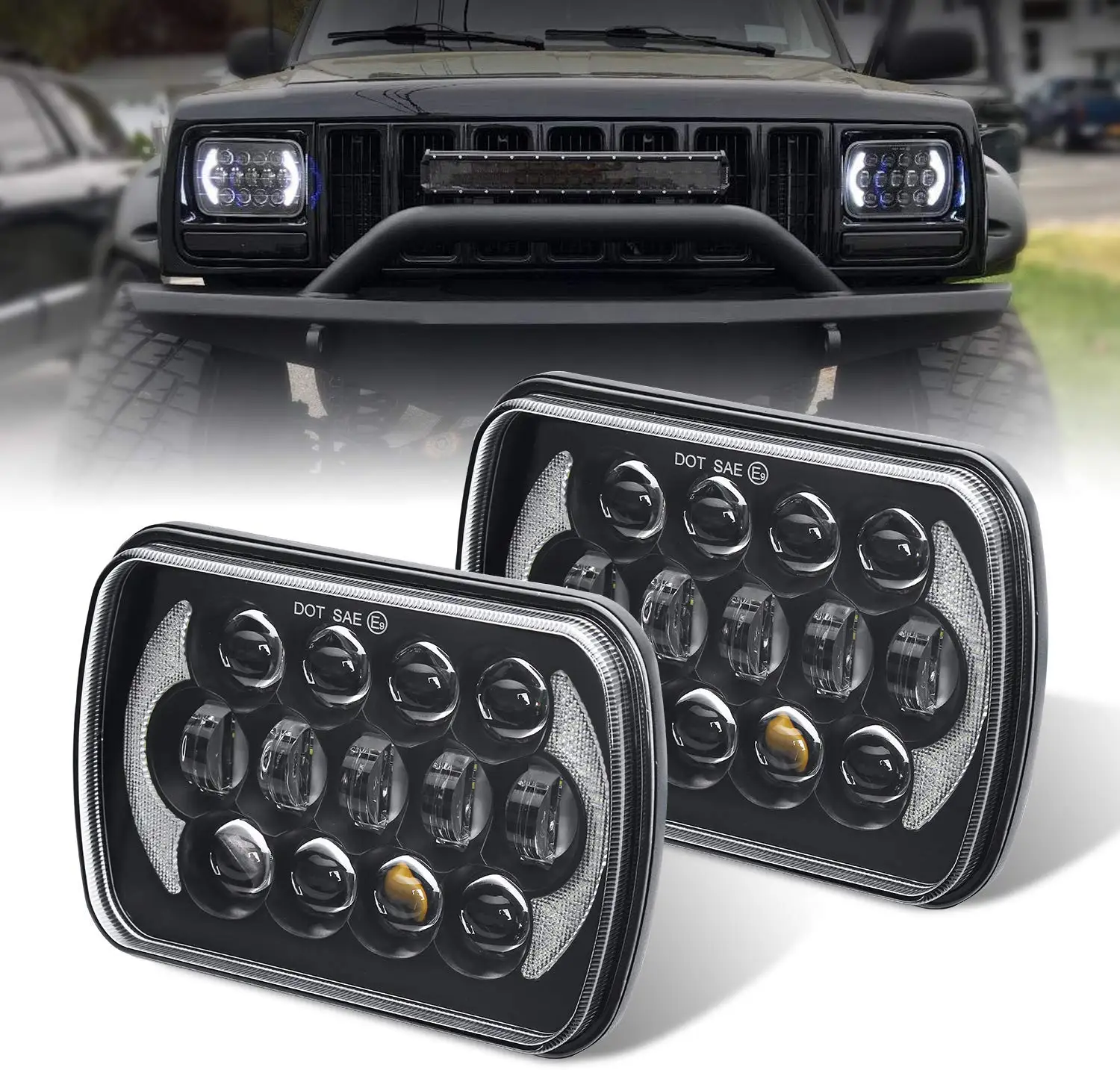 210 Вт 5X7 дюймов 7X6 дюймов проектор светодиодный фары DRL с H4 жгут для Chevrolet Jeep Cherokee XJ Toyota Tacoma и 88-95 Пикап 1