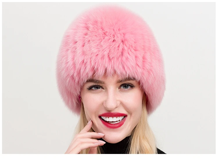 ZDFURS* женская зимняя шапка из натурального меха лисы эластичная теплая мягкая пушистая шапка из натурального Лисьего меха качественные меховые шапки-бомберы из натурального Лисьего меха