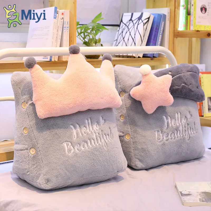 

INS Crown Star Couch Pillow Cushion Triangular Rabbit Fur Office Lumbar Support Pillow Back Cushion Room Customized Decoration