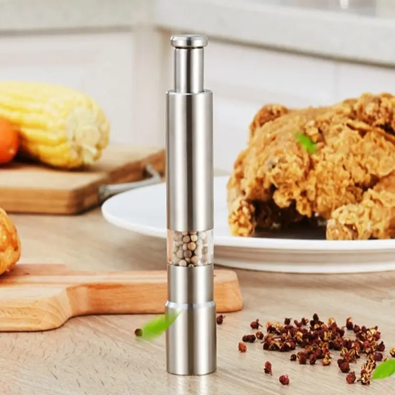 

Stainless Steel Manual Press Pepper Salt Spice Coffee Bean Mill Grinder Handmade Kitchen Tools