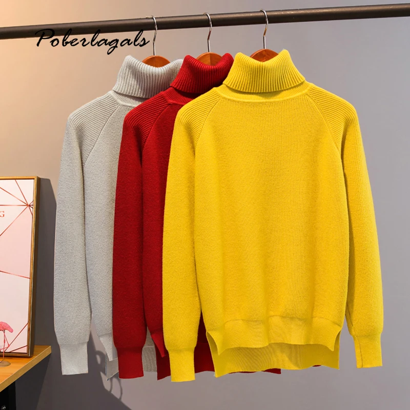 Осенне-зимние мягкие толстые пуловеры с высоким воротником свитера женские