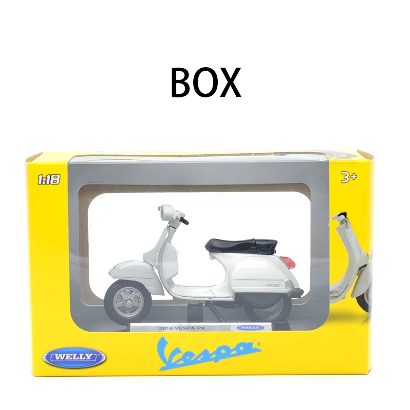 WELLY 1:18 VESPA PX 125 литой мотоцикл из сплава модель гибкие вращающиеся колеса игрушки для детей Подарки Игрушка коллекция Новинка в коробке - Цвет: 2016 VESPA(BOX)